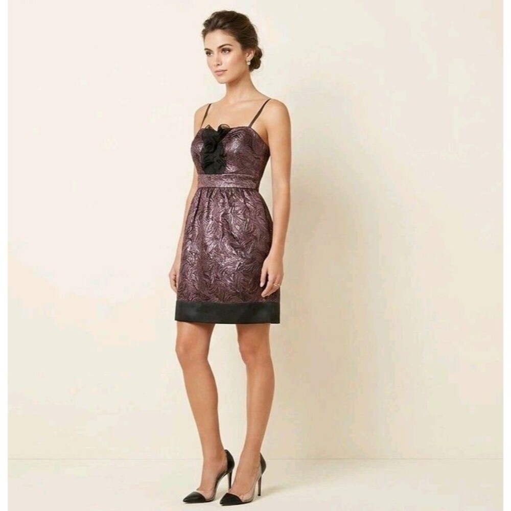 Vintage Y2k BCBG Paris 100% SILK Strapless Cocktail Dress Size 10 Black Wine